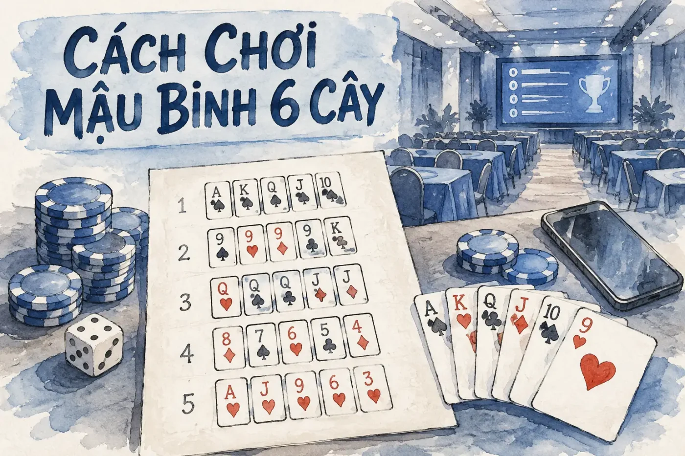 Mậu Binh 6 cây, còn được biết đến với tên gọi khác là Binh Xập Xám - Cách Chơi Mậu Binh 6 Cây