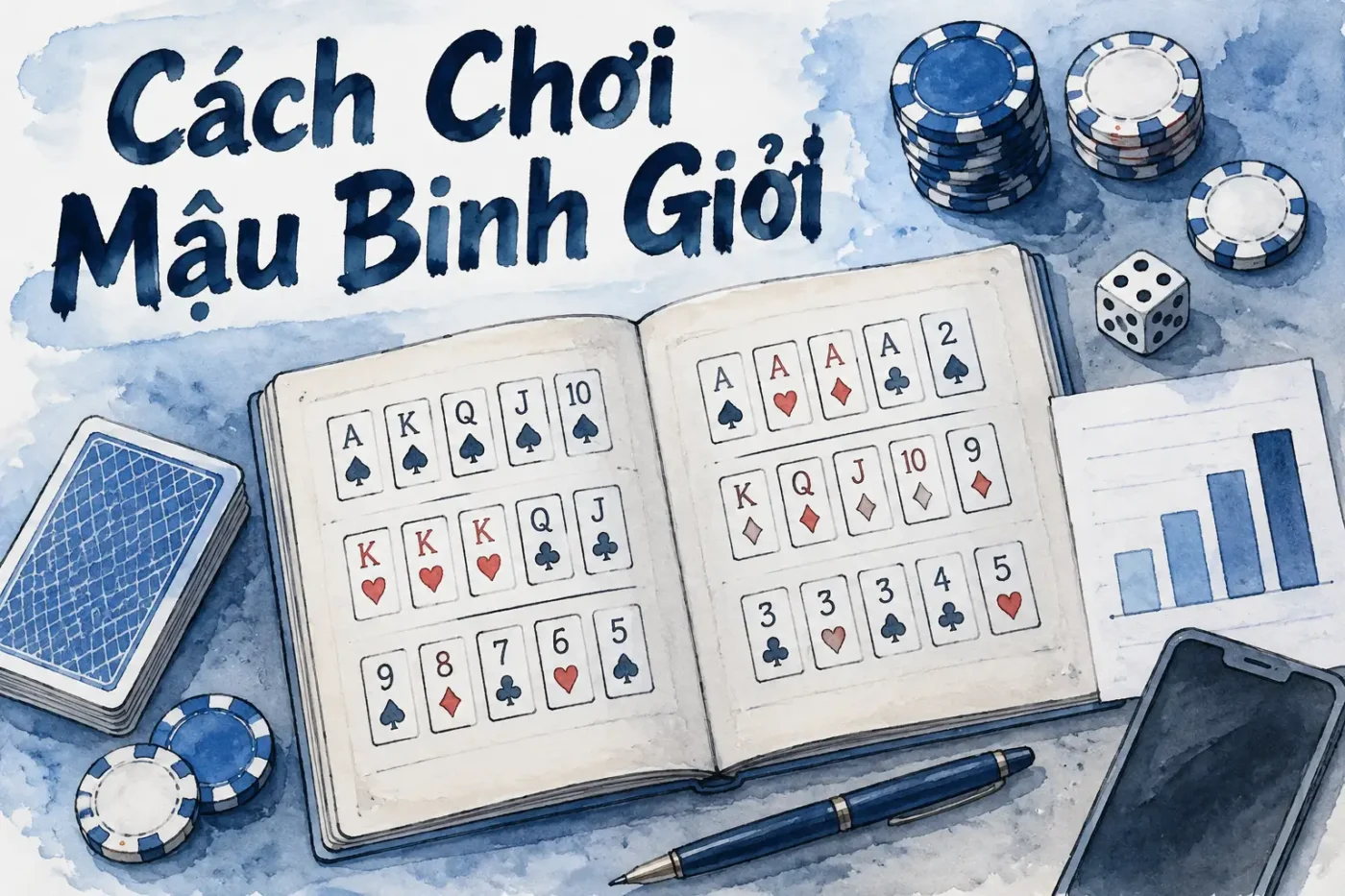 Mậu Binh được chơi với bộ bài tây 52 lá, và thường có từ 2 đến 4 người chơi - Cách Chơi Mậu Binh Giỏi